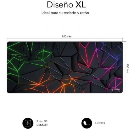 Subblim Alfombrilla Neon Obsidian XL Negro, Multicolor Subblim Alfombrilla Neon Obsidian XL Negro, Multicolor
